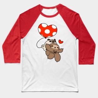 Heart Ballon Pug and Sloth Baseball T-Shirt